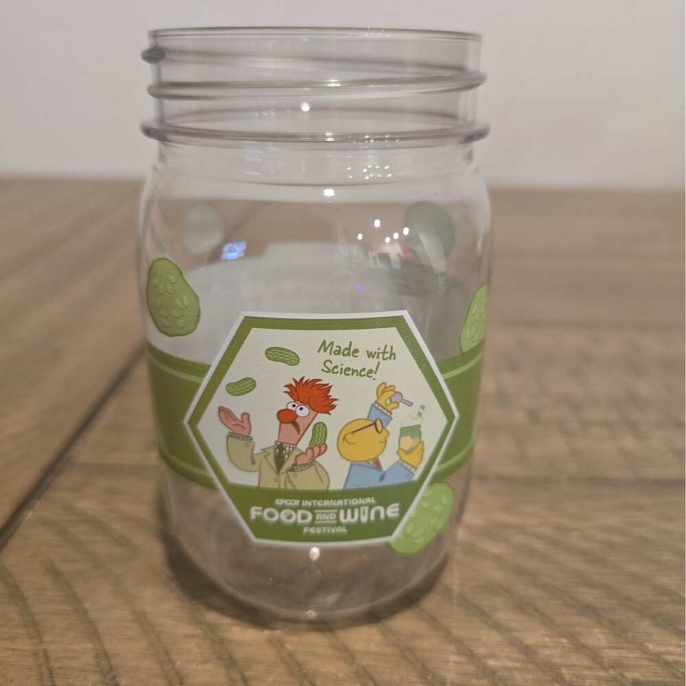 Disney Pickle Milkshake Plastic Jar Cup Muppets Epcot Food Wine Festival 2026